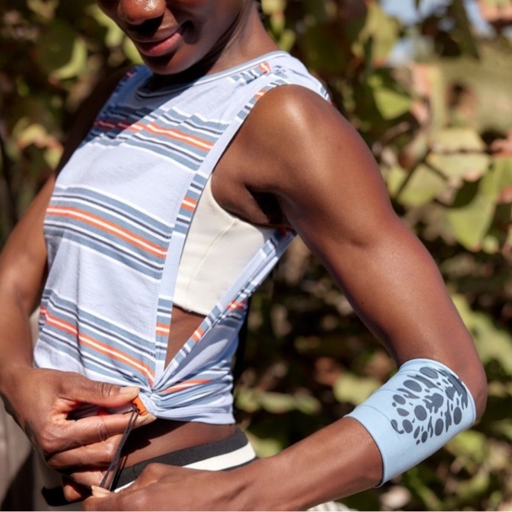 NWT FP Movement by Free People Tempo Sport Mode Printed Muscle Tee Steel XS
